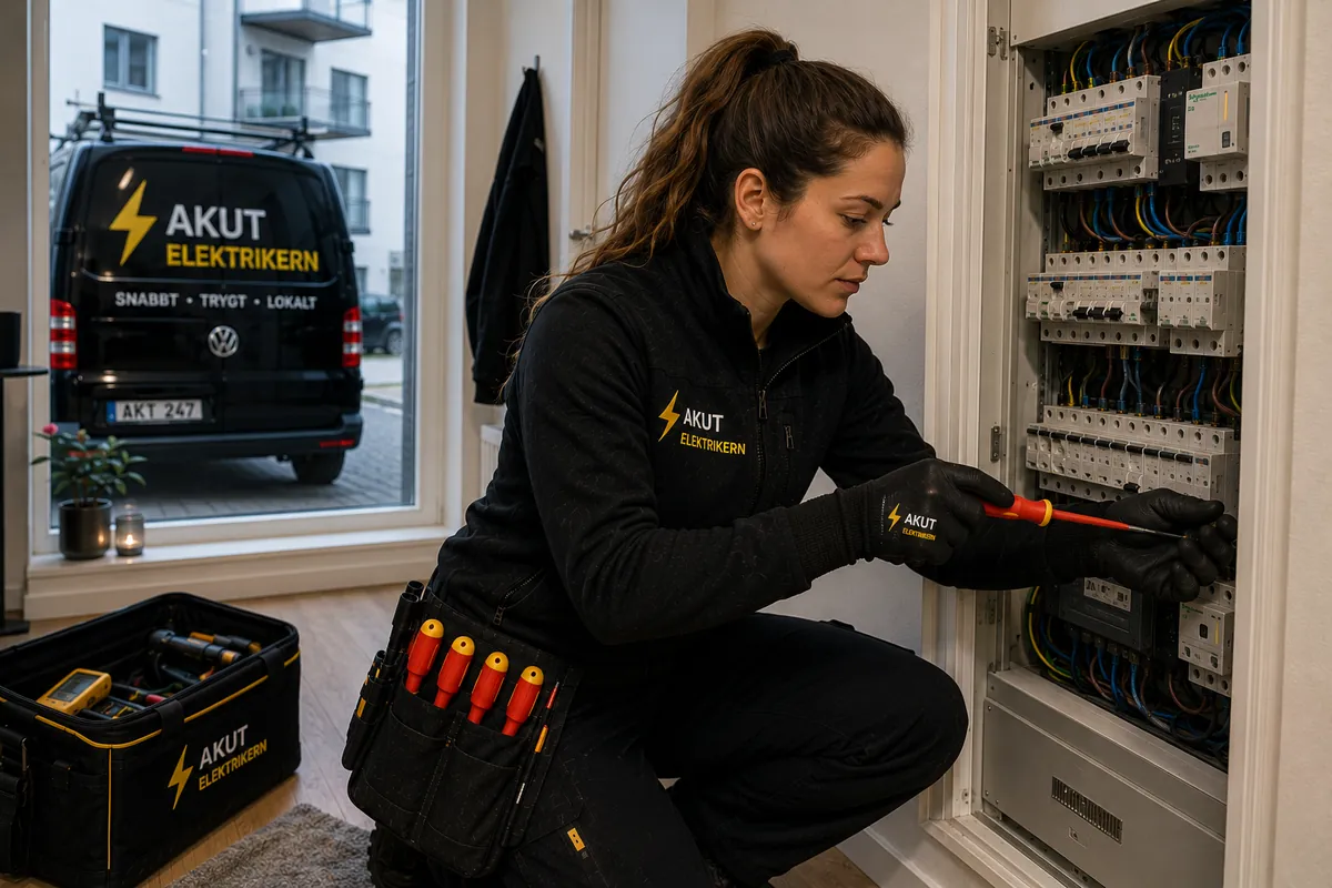 Elektriker arbetar med en fas som försvunnit i Borås.